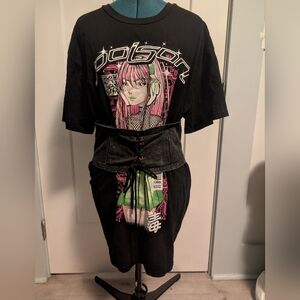Dolls Kill Current Mood Poison T-Shirt Dress with Corset